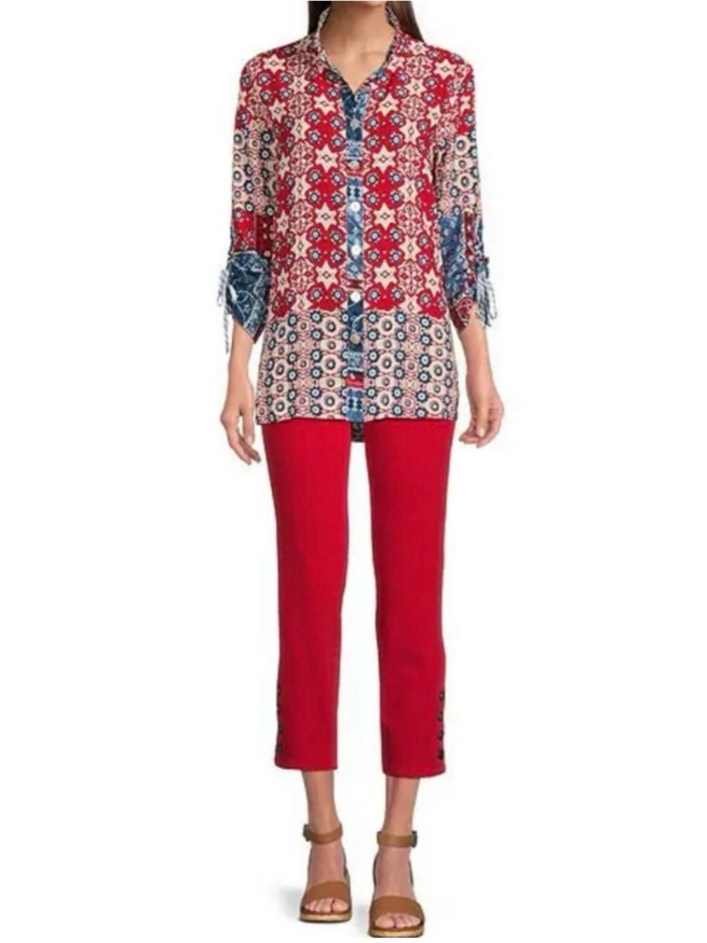 John Mark Women's Geometric Patterned Button-Up Tunic Size M - Picture 5 of 13